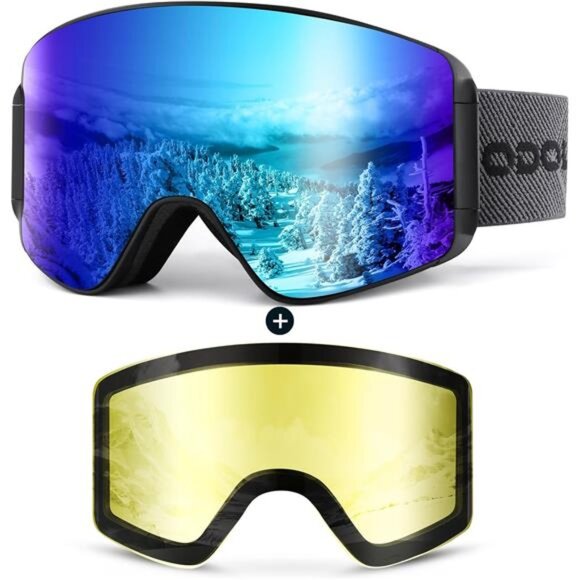 Ski Goggles Frameless Snowboard Snow Goggles Anti Fog UV Protection Detachable L - Picture 1 of 7